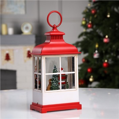 Светодиодная фигура «Фонарь с Дедом Морозом» 12×22.5×7.8 см, пластик, батарейки ААх3 (не в комплекте), USB, свечение тёплое белое