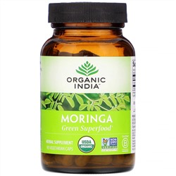 Organic India, моринга, 90 вегетарианских капсул