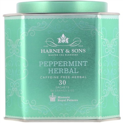Harney & Sons, Травяной напиток с перечной мятой, без кофеина, 30 пакетиков, 1,9 унции (54 г)