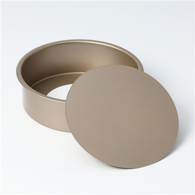 Форма для выпечки Доляна «Круг. Рэнди», 21.5×6.5 см, съёмное дно, антипригарное покрытие, цвет золотой