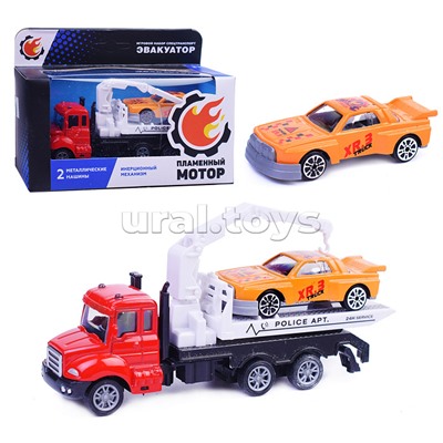 Эвакуатор инерц., металлическая кабина, металлическая мини машина, красный