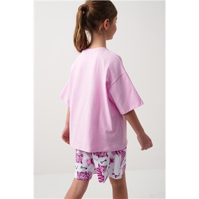 Комплект трикотажный для девочек: фуфайка (футболка), шорты PLAYTODAY, 1239773