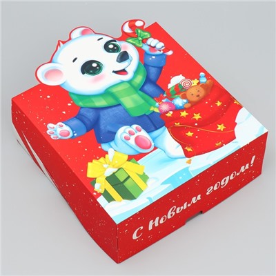 Коробка подарочная новогодняя складная «С Новым годом!», 25×25×10 см