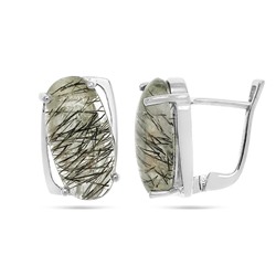 Серьги из серебра рутиловый кварц черный, Романтика