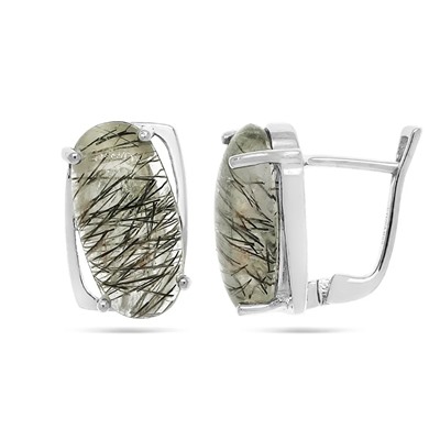 Серьги из серебра рутиловый кварц черный, Романтика