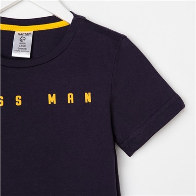 Футболка детская KAFTAN «Boss man» размер 28 (86-92), серый