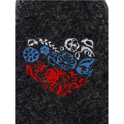 Шапка для бани и сауны «Цветочный триколор», полиэфир, шерсть, серая