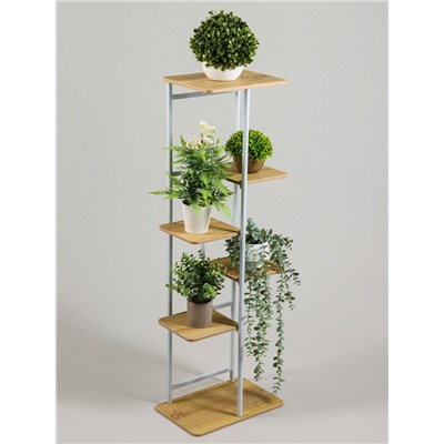Подставка для цветов Greengo, 6 полок, 36×23×106 см, напольная, каркас металл, полки МДФ, белая
