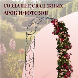 Арка садовая, 230×120×51 см, для вьющихся растений, металлическая, зелёная