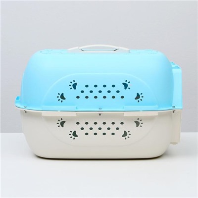 Переноска для животных, 47.5×33×31 см, пластик, голубая