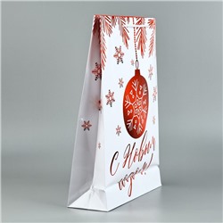 Пакет подарочный новогодний ламинированный «С Новым годом», L 28×38×9 см