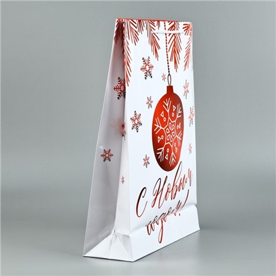 Пакет подарочный новогодний ламинированный «С Новым годом», L 28×38×9 см