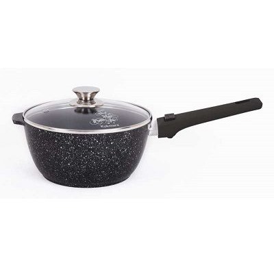 Ковш 2,2л со съемной ручкой, стекл. крышкой, АП (темный мрамор)