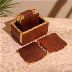 Подставки под горячее, 6 шт, 10×6.5×7 см, дерево шишам