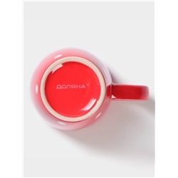 Кружка Доляна «Красный горох», 360 мл, керамика, красная