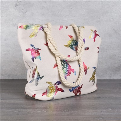 Сумка пляжная на молнии 45х32х14 см / BB24 /уп 1/микс