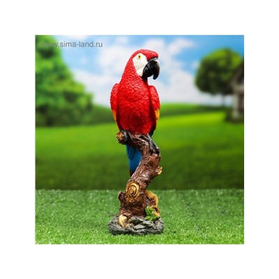 Садовая фигура из полистоуна «Красный ара на коряге», 9.5×7×24 см