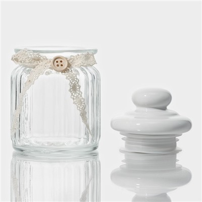 Банка стеклянная для хранения сыпучих продуктов Доляна «Варенье», 250 мл, 8×13 см, с керамической крышкой