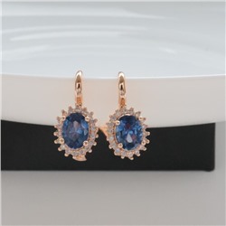 Серьги круглые ювелирная бижутерия коллекция "Дубай" покрытие: позолота, вставка: фианиты, цвет: синий, арт.314.386