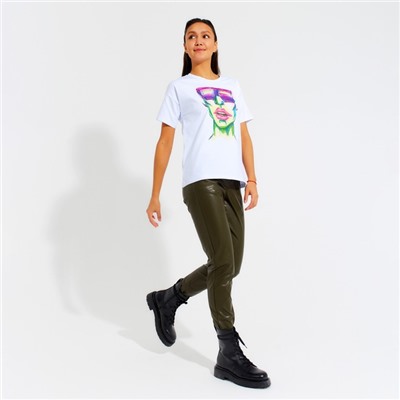 Футболка женская MINAKU Girl, белая, размер 46