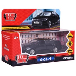 Машина металл KIA OPTIMA длина 12 см, двери, багаж, инерц, черный, в коробке