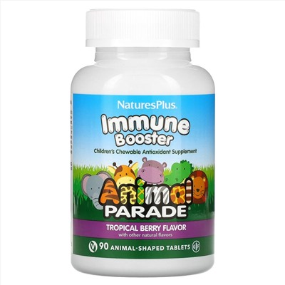 Nature's Plus, Source of Life, Animal Parade, добавка для укрепления детского иммунитета, вкус натуральных тропических ягод, 90 животных