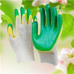 4025M Перчатки рабочие хб, 13 класс вязки с двойным латексным покрытием