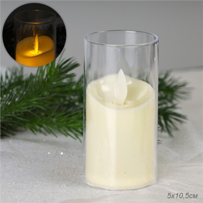 Свеча светодиодная подвижный фитиль в подсвечнике 10 см / VFR-22 /уп 12/360/