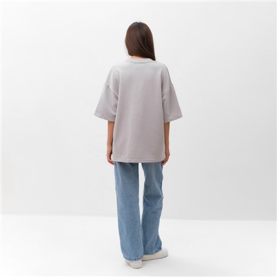 Футболка женская с нашивкой MIST Base, светло-серая, размер 42