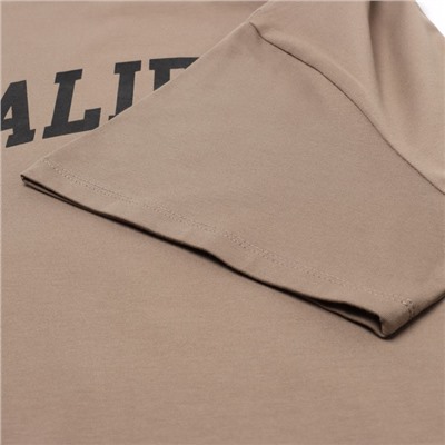 Футболка женская Little Secret, коричневая, размер оверсайз (42-46)