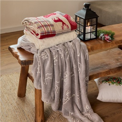 Плед светящийся в темноте «Этель Олени», 200×220 см,100% п/э, корал-флис 220 г/м²