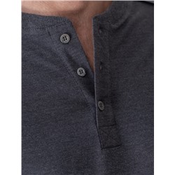 Тонкий лонгслив с круглым воротом на пуговицах из премиального хлопка с эластаном