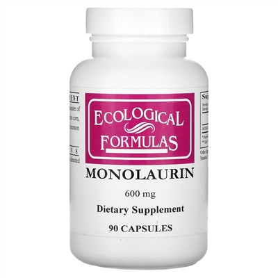Ecological Formulas, монолаурин, 600 мг, 90 капсул