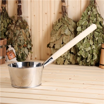Ковш - черпак для бани и сауны, 1.5 л, нержавеющая сталь, деревянная ручка, «Добропаровъ»