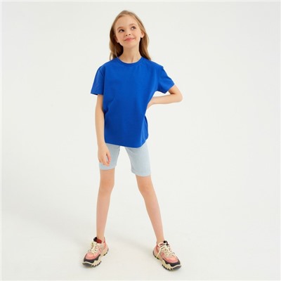 Футболка детская однотонная MINAKU: Basic line, синяя, рост 122 см