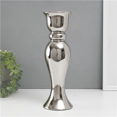 Подсвечник на 1 свечу «Вуаль», d=1.5 см, серебро, 9.8×9.8×30.5 см