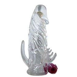 Закрытая прозрачная вибронасадка на пенис Crystal Sleeve Vibe - 12 см.