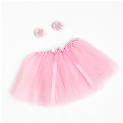 Набор для фотосессии KAFTAN «Пушистая снежинка»; юбка и заколки для волос, розовая, рост 86-104 см