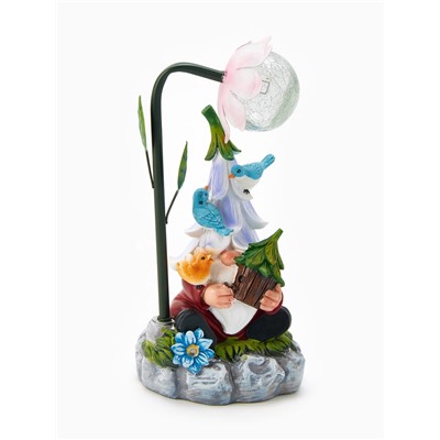 Садовая фигура из полистоуна «Гном лесничий», 25×14×12 см, с подсветкой