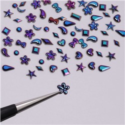 Стразы фигурные для декора «Ассорти», чёрные, голографические