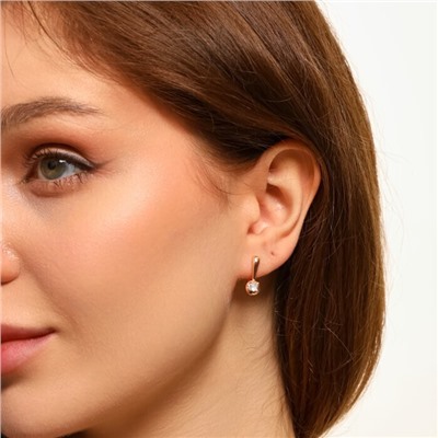 Серьги ювелирная бижутерия коллекция "Дубай", покрытие позолота, вставка: фианиты, цвет: прозрачный, арт.213.567