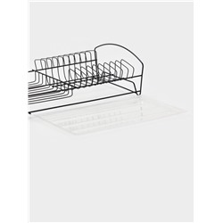 Сушилка для тарелок и кружек с поддоном, 39×25×12 см, чёрная