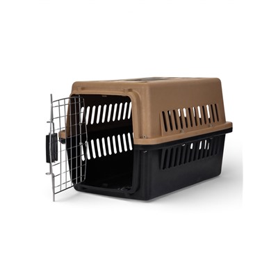 Переноска для животных, 49×31×31 см, с поддоном, пластик, чёрная, коричневая