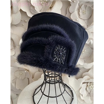 Павлина замша мех.норка Берет женский флис (56-58)