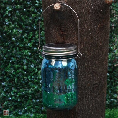 Фонарь садовый на солн.батарее банка, 7x13см, 1LED*шампань, 1x1.2V Ni-MH AAA300mAh, стекло