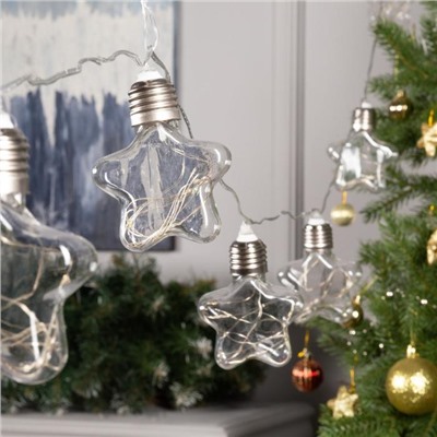 УЦЕНКА Гирлянда «Нить», 3 м, с насадками «Лампочки звёздочки», IP20, LED 80, 12 В, свечение свечение мульти