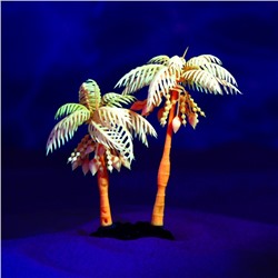 Растение для аквариума и террариума «Пальма», светящееся, 14 см, красное