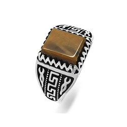 Мужское кольцо из серебра тигровый глаз, ТМК-26