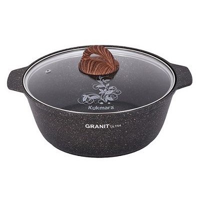 Кастрюля-жаровня 4л со стеклянной крышкой, АП линия Granit Ultra