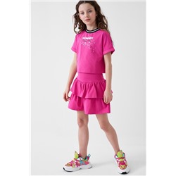 Комплект трикотажный для девочек: джемпер (футболка), юбка-шорты PLAYTODAY, 1240350
